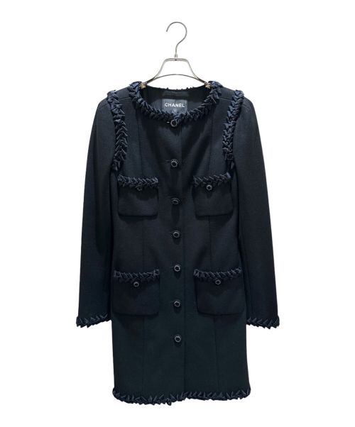 CHANEL（シャネル）CHANEL (シャネル) ウールリボンコート ブラック サイズ:36の古着・服飾アイテム
