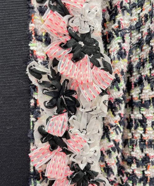 CHANEL（シャネル）CHANEL (シャネル) ツイードノースリーブワンピース ブラック×ピンク サイズ:36の古着・服飾アイテム