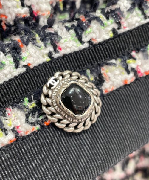 CHANEL（シャネル）CHANEL (シャネル) ツイードノースリーブワンピース ブラック×ピンク サイズ:36の古着・服飾アイテム
