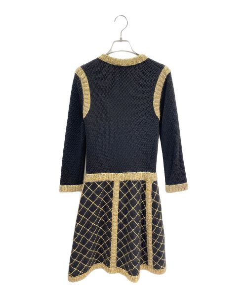 CHANEL（シャネル）CHANEL (シャネル) マトラッセニットワンピース ブラック×イエロー サイズ:34の古着・服飾アイテム