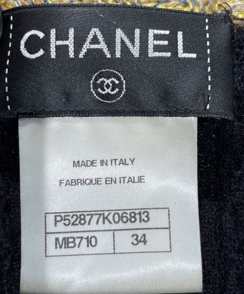 CHANEL（シャネル）CHANEL (シャネル) マトラッセニットワンピース ブラック×イエロー サイズ:34の古着・服飾アイテム