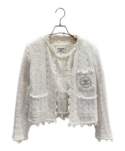 CHANEL（シャネル）CHANEL (シャネル) ツイードアンサンブルジャケット アイボリー サイズ:36の古着・服飾アイテム
