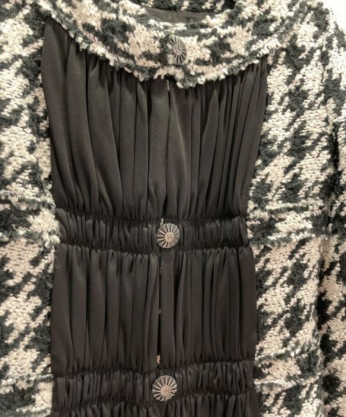 CHANEL（シャネル）CHANEL (シャネル) ノーカラーツイードジャケット ブラック×ホワイト サイズ:34の古着・服飾アイテム