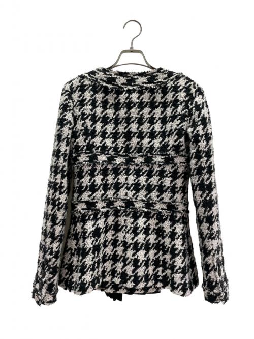 CHANEL（シャネル）CHANEL (シャネル) ノーカラーツイードジャケット ブラック×ホワイト サイズ:34の古着・服飾アイテム
