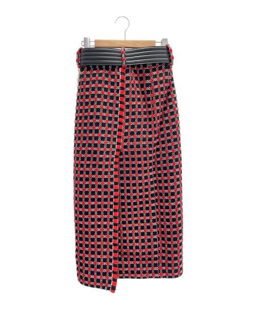 CHANEL（シャネル）CHANEL (シャネル) ツイードタイトスカート レッド×ブラック サイズ:36の古着・服飾アイテム