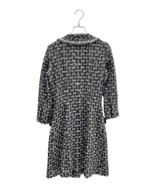 CHANEL（シャネル）CHANEL (シャネル) ツイードロングコート ブラック×ホワイト サイズ:34の古着・服飾アイテム