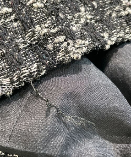 CHANEL（シャネル）CHANEL (シャネル) ツイードロングコート ブラック×ホワイト サイズ:34の古着・服飾アイテム