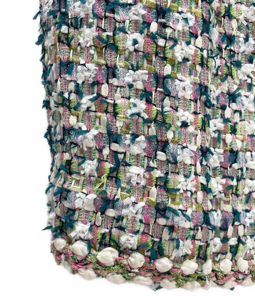 CHANEL（シャネル）CHANEL (シャネル) ツイードジャケット グリーン×ホワイト×ピンク サイズ:34の古着・服飾アイテム