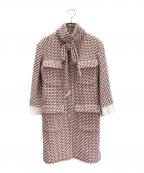 CHANELシャネル）の古着「ツイードコート」｜ピンク×ブラック
