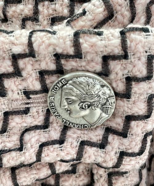 CHANEL（シャネル）CHANEL (シャネル) ツイードコート ピンク×ブラック サイズ:36の古着・服飾アイテム