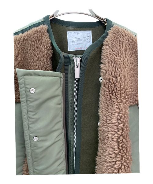 sacai（サカイ）sacai (サカイ) Faux Shearling x Nylon Twill Coat カーキ サイズ:2の古着・服飾アイテム