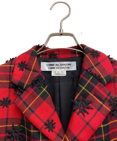 COMME des GARCONS（コムデギャルソン）COMME des GARCONS (コムデギャルソン) 22AW チェックチェスターコート レッド サイズ:Mの古着・服飾アイテム