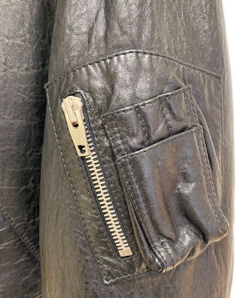 CELINE（セリーヌ）CELINE (セリーヌ) レザーボンバージャケット ブラック サイズ:44の古着・服飾アイテム