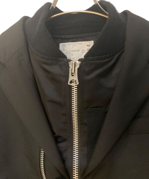 sacai（サカイ）sacai (サカイ) 22AW suiting mix blouson ma1 ブラック サイズ:1の古着・服飾アイテム