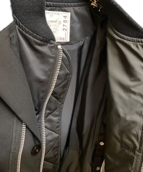 sacai（サカイ）sacai (サカイ) 22AW suiting mix blouson ma1 ブラック サイズ:1の古着・服飾アイテム