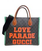 GUCCIグッチ）の古着「スモールトート」｜ブラック×グリーン