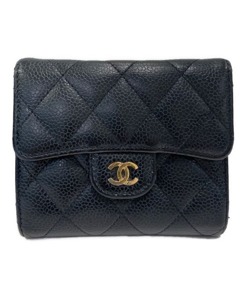 CHANEL（シャネル）CHANEL (シャネル) マトラッセコンパクトウォレット ブラックの古着・服飾アイテム