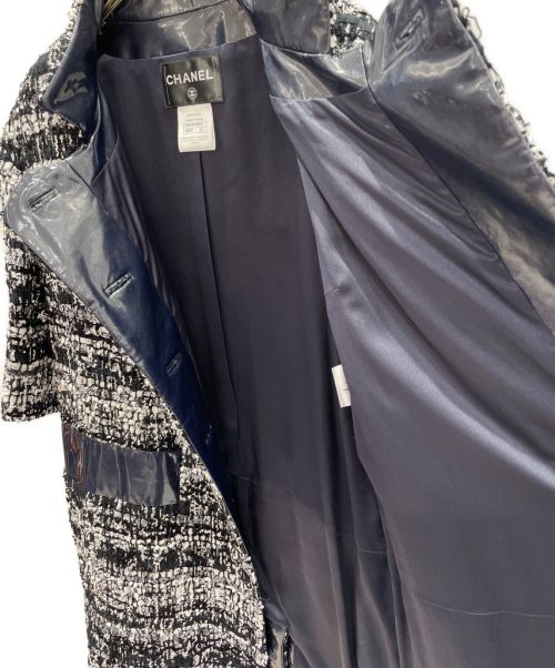 CHANEL（シャネル）CHANEL (シャネル) PVCツイードコート ネイビー サイズ:34の古着・服飾アイテム