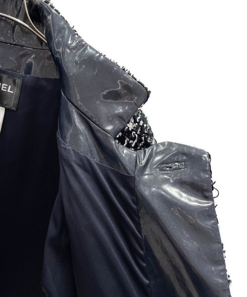 CHANEL（シャネル）CHANEL (シャネル) PVCツイードコート ネイビー サイズ:34の古着・服飾アイテム