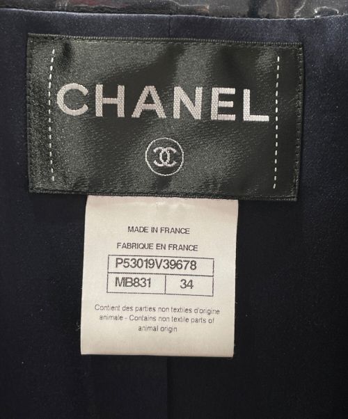 CHANEL（シャネル）CHANEL (シャネル) PVCツイードコート ネイビー サイズ:34の古着・服飾アイテム