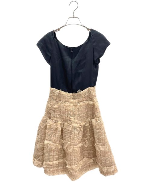 CHANEL（シャネル）CHANEL (シャネル) シフォン切り替えドレス ブラック×ベージュ サイズ:34の古着・服飾アイテム