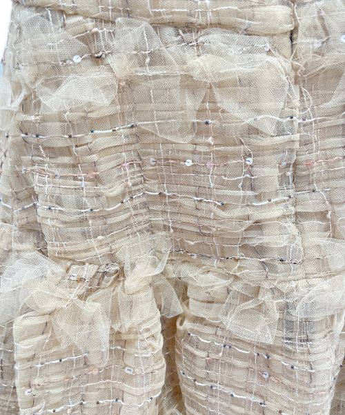CHANEL（シャネル）CHANEL (シャネル) シフォン切り替えドレス ブラック×ベージュ サイズ:34の古着・服飾アイテム