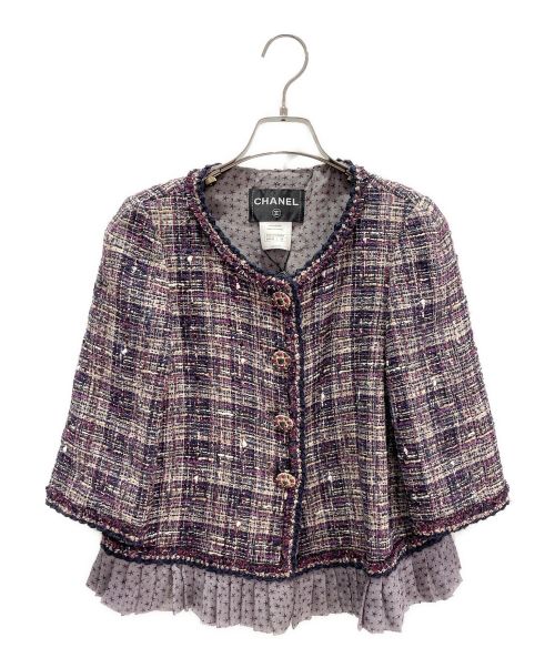 CHANEL（シャネル）CHANEL (シャネル) ツイードジャケット パープル サイズ:34の古着・服飾アイテム