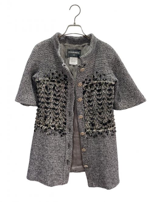 CHANEL（シャネル）CHANEL (シャネル) ショートスリーブツイードコート グレー サイズ:36の古着・服飾アイテム