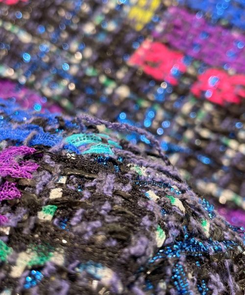 CHANEL（シャネル）CHANEL (シャネル) ノーカラーツイードジャケット ブルー サイズ:34の古着・服飾アイテム