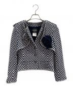 CHANELシャネル）の古着「ノーカラージャケット」｜ネイビー×ホワイト