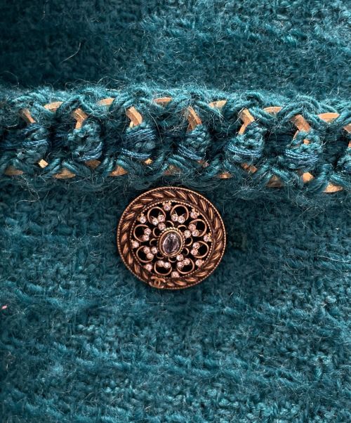 CHANEL（シャネル）CHANEL (シャネル) Jewel Buttons Jacket with Chain Trim グリーン サイズ:36の古着・服飾アイテム