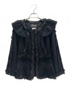 CHANELシャネル）の古着「ノーカラーツイードジャケット」｜ブラック