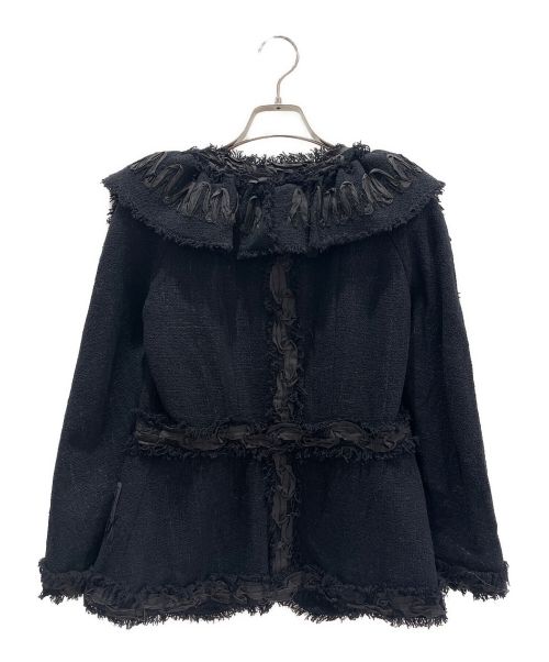 CHANEL（シャネル）CHANEL (シャネル) ノーカラーツイードジャケット ブラック サイズ:36の古着・服飾アイテム