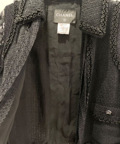 CHANEL（シャネル）CHANEL (シャネル) ツイードレーススリーブジャケット ブラック サイズ:36の古着・服飾アイテム