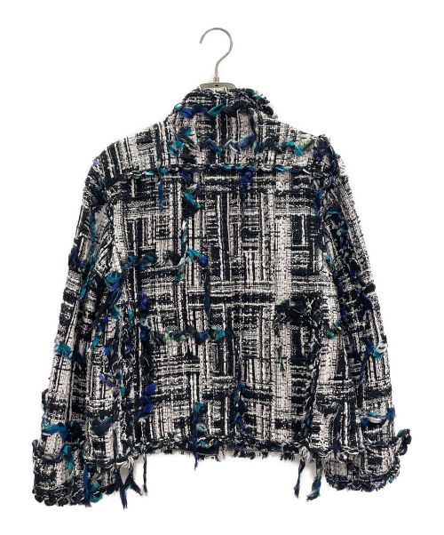 CHANEL（シャネル）CHANEL (シャネル) フリンジツイードジャケット ブルー×ブラック サイズ:36の古着・服飾アイテム