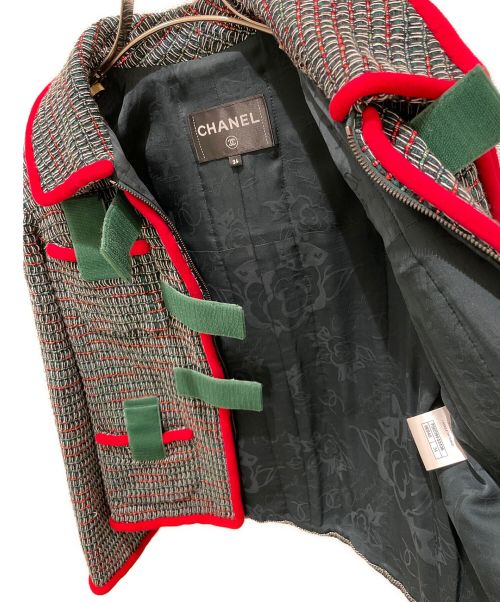 CHANEL（シャネル）CHANEL (シャネル) マジックテープツイードジャケット グリーン サイズ:34の古着・服飾アイテム