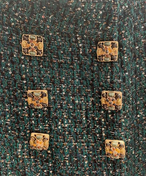 CHANEL（シャネル）CHANEL (シャネル) ハイネックツイードコート グリーン サイズ:38の古着・服飾アイテム
