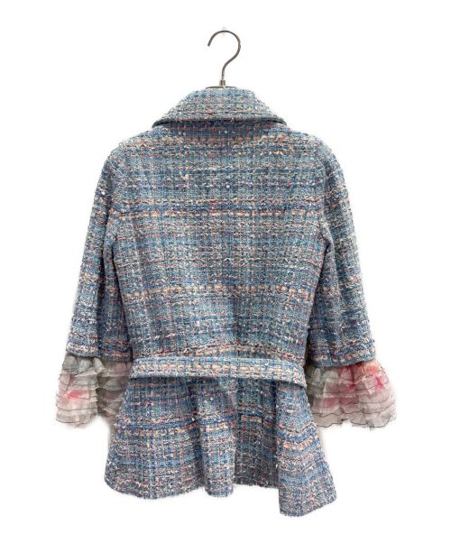 CHANEL（シャネル）CHANEL (シャネル) フリルツイードジャケット スカイブルー サイズ:36の古着・服飾アイテム