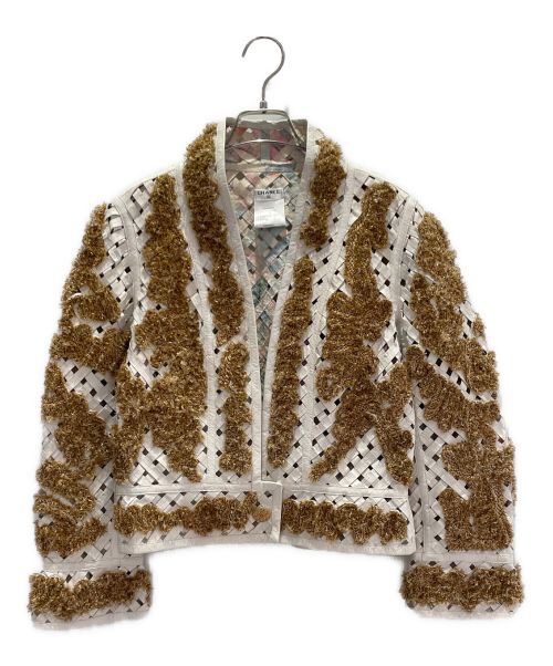 CHANEL（シャネル）CHANEL (シャネル) レザーメッシュジャケット ホワイト サイズ:38の古着・服飾アイテム