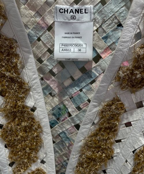 CHANEL（シャネル）CHANEL (シャネル) レザーメッシュジャケット ホワイト サイズ:38の古着・服飾アイテム