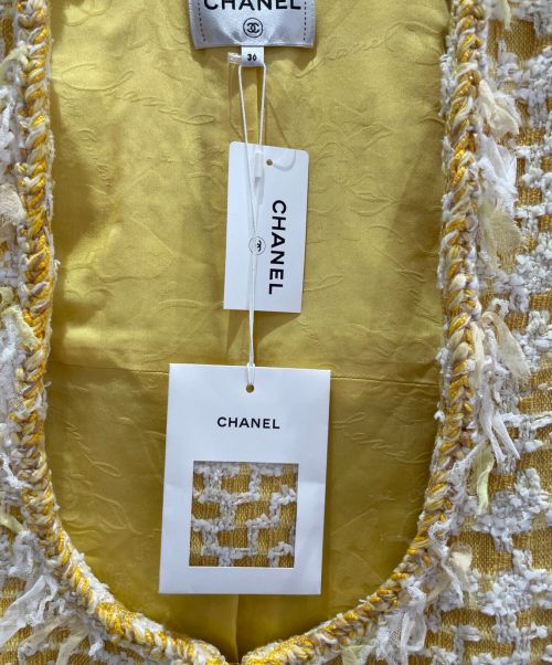 CHANEL（シャネル）CHANEL (シャネル) ツイードワンピース イエロー サイズ:36の古着・服飾アイテム