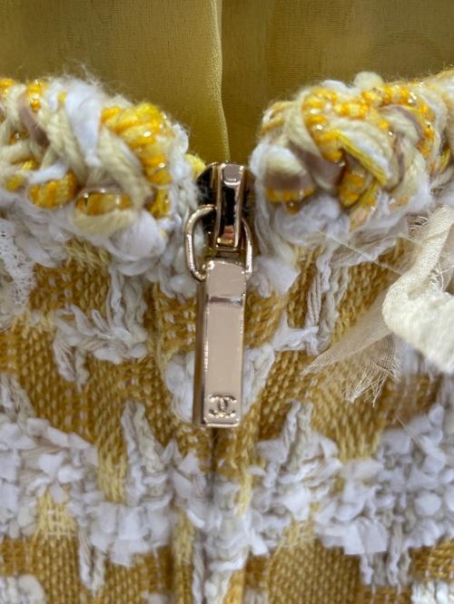 CHANEL（シャネル）CHANEL (シャネル) ツイードワンピース イエロー サイズ:36の古着・服飾アイテム