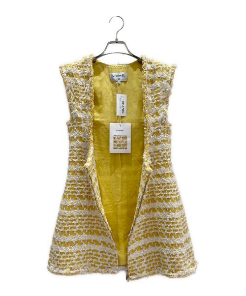CHANEL（シャネル）CHANEL (シャネル) ツイードワンピース イエロー サイズ:36の古着・服飾アイテム