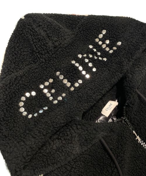 CELINE（セリーヌ）CELINE (セリーヌ) スタッズフリースフーディー ブラック サイズ:Sの古着・服飾アイテム