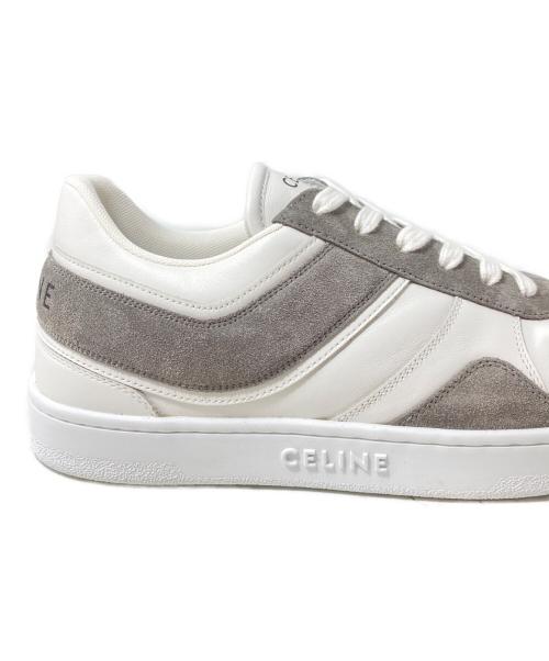 CELINE（セリーヌ）CELINE (セリーヌ) 23AW レースアップロースニーカー オプティックホワイト×グレー サイズ:42の古着・服飾アイテム