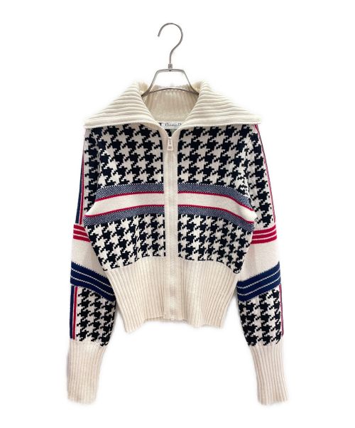 Christian Dior（クリスチャン ディオール）Christian Dior (クリスチャン ディオール) ディオールアルプスショートカーディガン ホワイト×ブルー×ブラック サイズ:38の古着・服飾アイテム