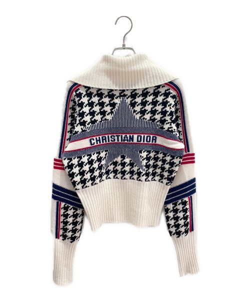 Christian Dior（クリスチャン ディオール）Christian Dior (クリスチャン ディオール) ディオールアルプスショートカーディガン ホワイト×ブルー×ブラック サイズ:38の古着・服飾アイテム
