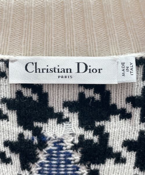 Christian Dior（クリスチャン ディオール）Christian Dior (クリスチャン ディオール) ディオールアルプスショートカーディガン ホワイト×ブルー×ブラック サイズ:38の古着・服飾アイテム