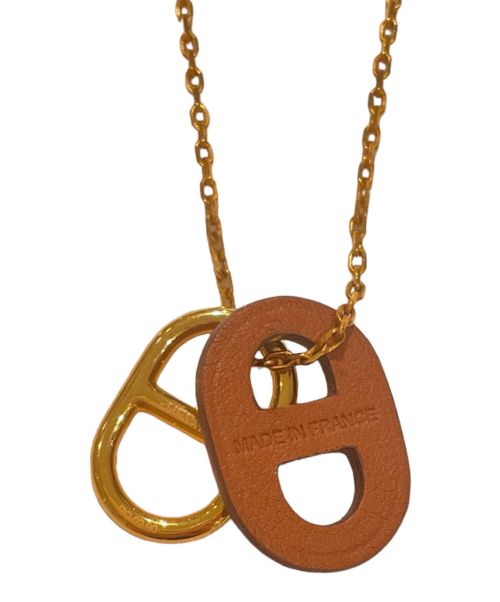 HERMES（エルメス）HERMES (エルメス) オーマイヨン ペンダント ゴールド×ブラウンの古着・服飾アイテム