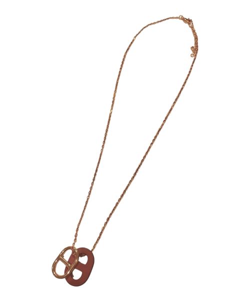 HERMES（エルメス）HERMES (エルメス) オーマイヨン ペンダント ゴールド×ブラウンの古着・服飾アイテム